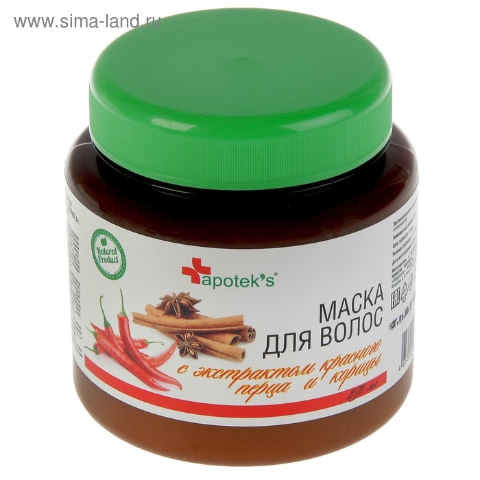 Маска для волос Apotek`s репейная, с экстрактом красного перца и корицы, 250 мл 2875396 Маска для волос Apotek`s репейная, с экстрактом красного перца и корицы, 250 мл 2875396