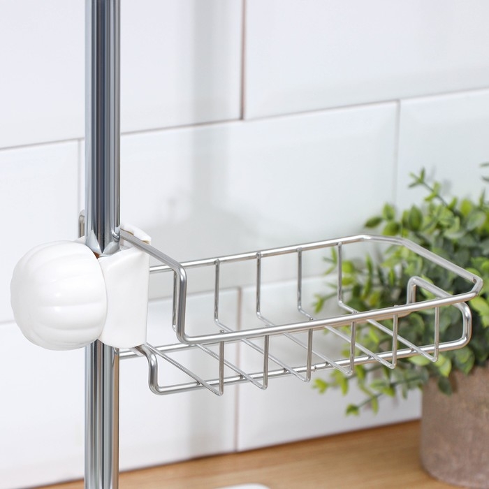 Подставка для губок на кран, 17×10×3,5 см, цвет хром Подставка для губок на кран, 17×10×3,5 см, цвет хром