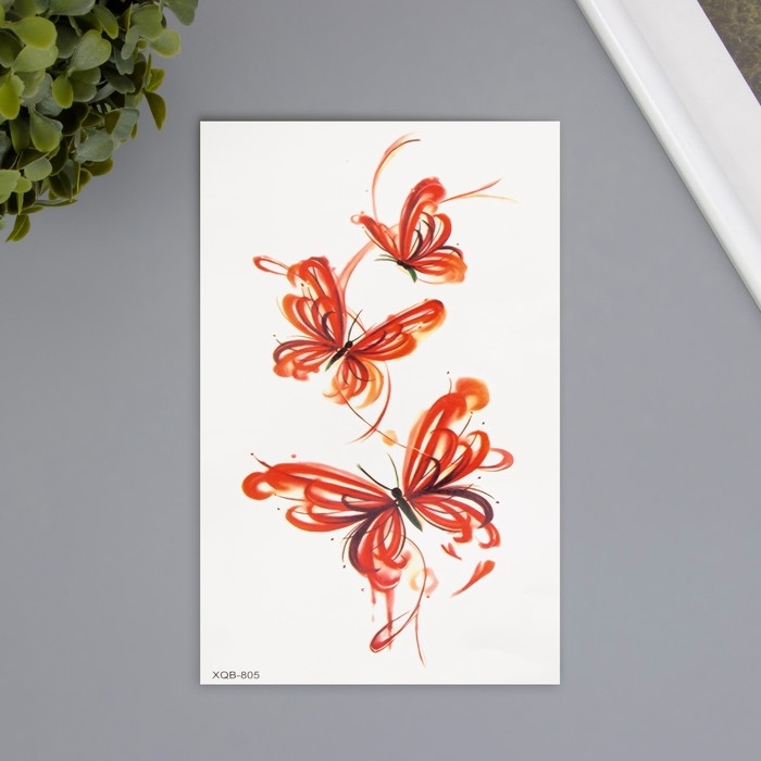 Татуировка на тело цветная  Татуировка на тело цветная "Бабочка акварельные мазки" 11,4х21 см