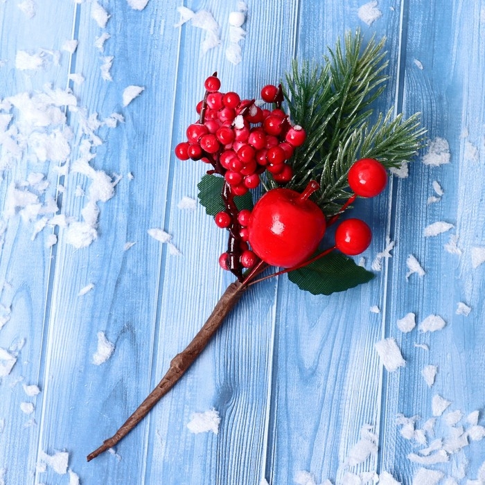 Декор  Декор "Зимние грезы" яблоко красная калина, 17 см