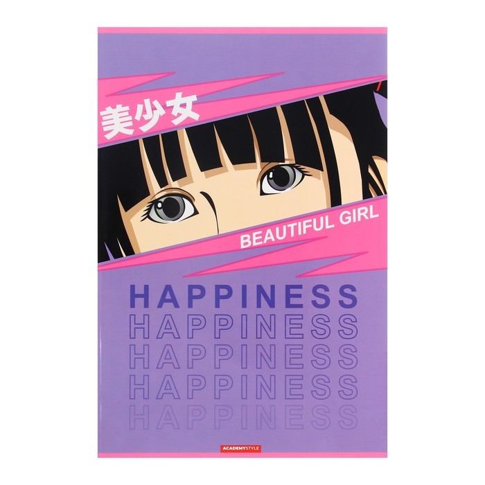 Тетрадь А4, 48 листов в клетку Тетрадь А4, 48 листов в клетку "Аниме Девушка", обложка мелованный картон, УФ- лак, МИКС