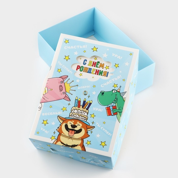Коробка складная «С днём рождения », 21 х 15 х 7 см