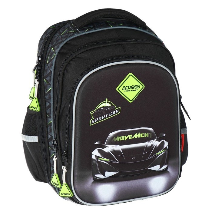 Рюкзак школьный 40х33х15см, эргономичная спинка, Across 410, серый/зеленый Рюкзак школьный 40х33х15см, эргономичная спинка, Across 410, серый/зеленый