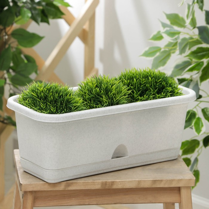 Ящик балконный с поддоном, 40 см, цвет мраморный Ящик балконный с поддоном, 40 см, цвет мраморный