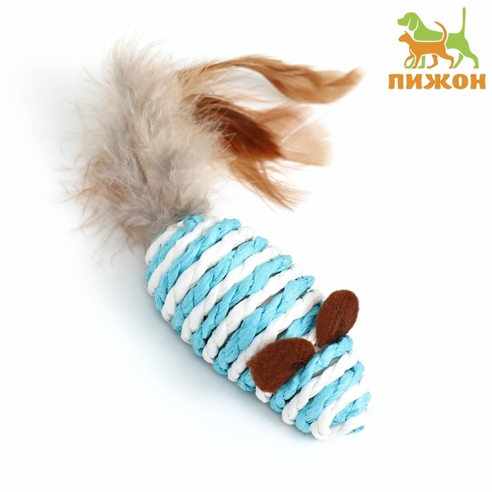 Игрушка для кошек  Игрушка для кошек "Мышь-погремушка", 7 см, бело-голубая