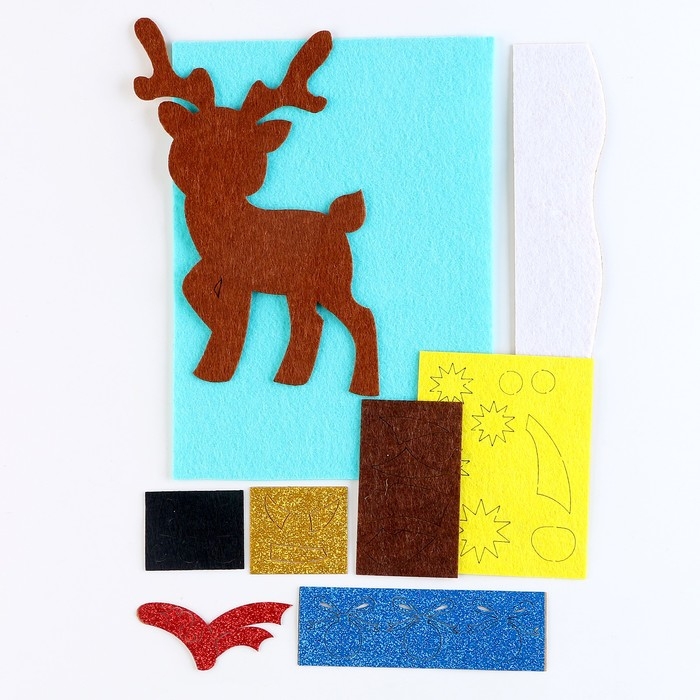 Аппликация из фетра на новый год «Добрый олень», новогодний набор для творчества Аппликация из фетра на новый год «Добрый олень», новогодний набор для творчества