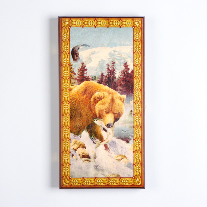 Нарды деревянные большие, настольная игра Нарды деревянные большие, настольная игра "Медведь", 50 х 50 см, с шашками