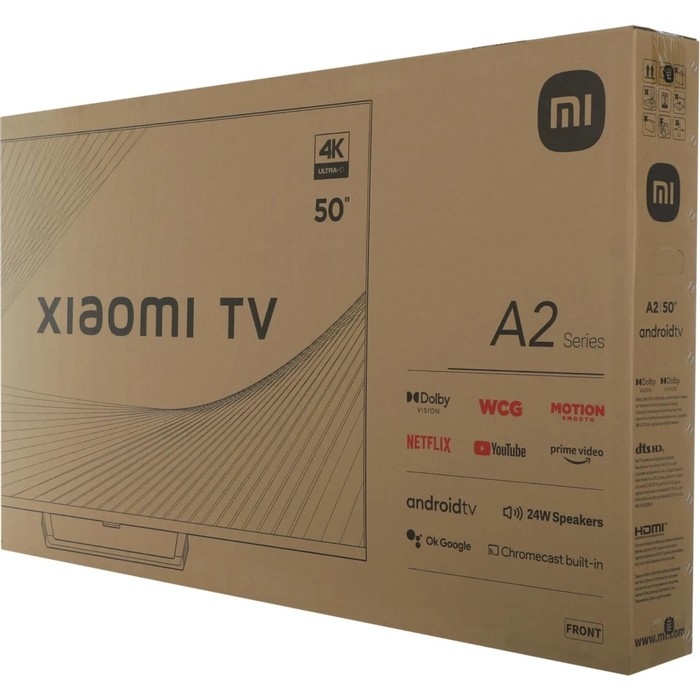 Телевизор Xiaomi Mi LED TV А2, 50 Телевизор Xiaomi Mi LED TV А2, 50", 3840x2160, DVB-T2/C/S2, HDMI 3, USB 2, Smart TV, черный