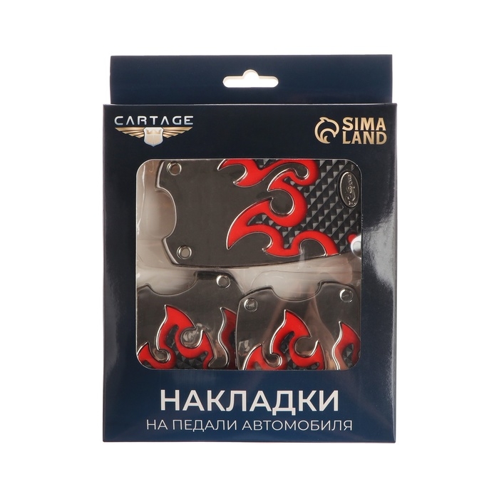 Накладки на педали Cartage, антискользящие, набор 3 шт, красный Накладки на педали Cartage, антискользящие, набор 3 шт, красный