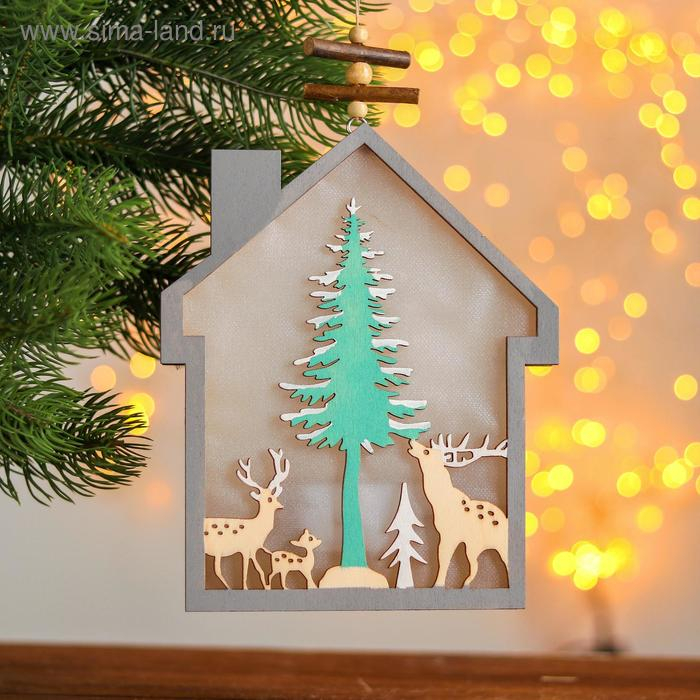 Новогодний декор с подсветкой «Домик» 2АА, 2х15х18,3 см Новогодний декор с подсветкой «Домик» 2АА, 2х15х18,3 см