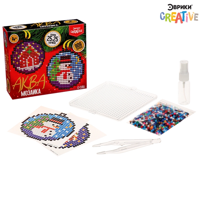 Аквамозаика «Шары с домиком и снеговичком», 2 фигурки, 809 шариков Аквамозаика «Шары с домиком и снеговичком», 2 фигурки, 809 шариков