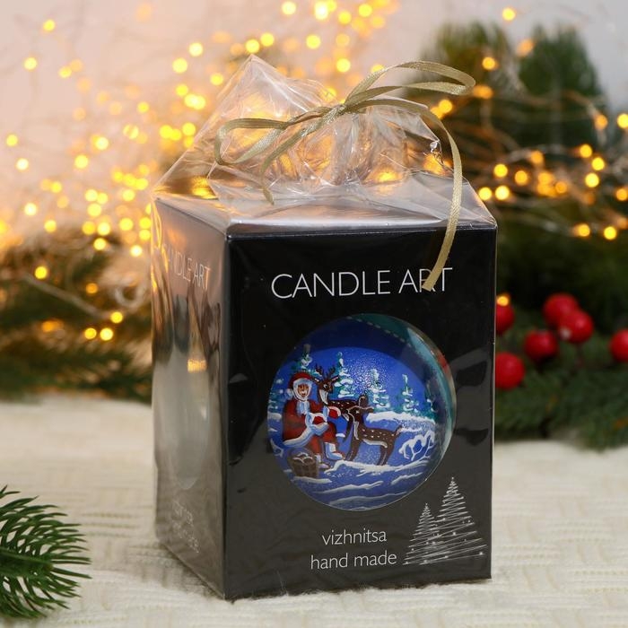 Ёлочный шар d-8 см Ёлочный шар d-8 см "Дед Мороз в лесу" ручная роспись, голубой