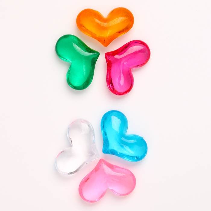 Сердечки пластиковые декоративные, набор 25 шт., размер 1 шт. — 3 × 3,5 см, цвет МИКС