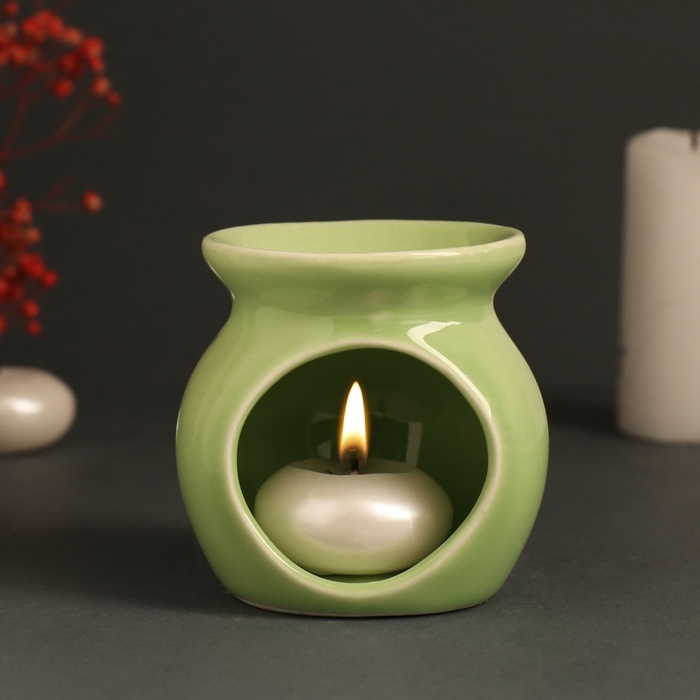 Аромалампа керамика Аромалампа керамика "Радуй себя" светло-зелёная 7,2х7,2х7,8 см