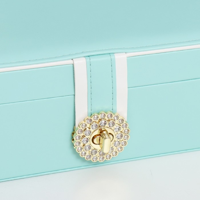 Шкатулка кожзам для украшений  Шкатулка кожзам для украшений "С пряжкой" мятная 24х18,5х9см