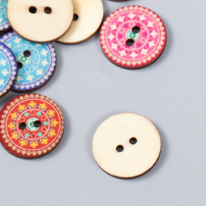 Пуговицы дерево для творчества 2 прокола Пуговицы дерево для творчества 2 прокола "Узорные" набор 25 шт 2х2 см