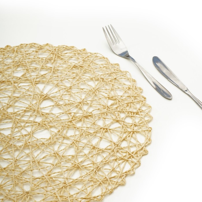 Салфетка сервировочная на стол Доляна «Одуванчик», d=38 см, цвет бежевый Салфетка сервировочная на стол Доляна «Одуванчик», d=38 см, цвет бежевый