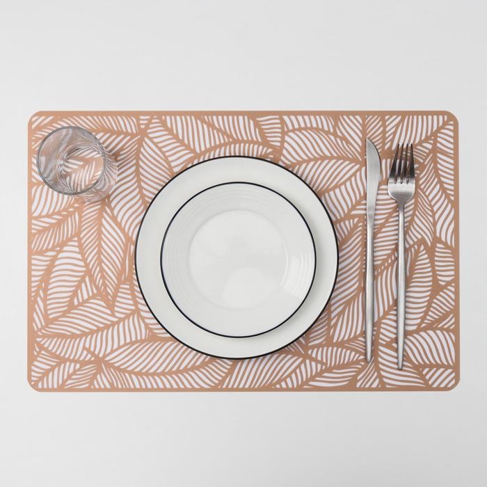 Салфетка сервировочная на стол «Листья», 43×28 см, цвет металлик коричневый Салфетка сервировочная на стол «Листья», 43×28 см, цвет металлик коричневый