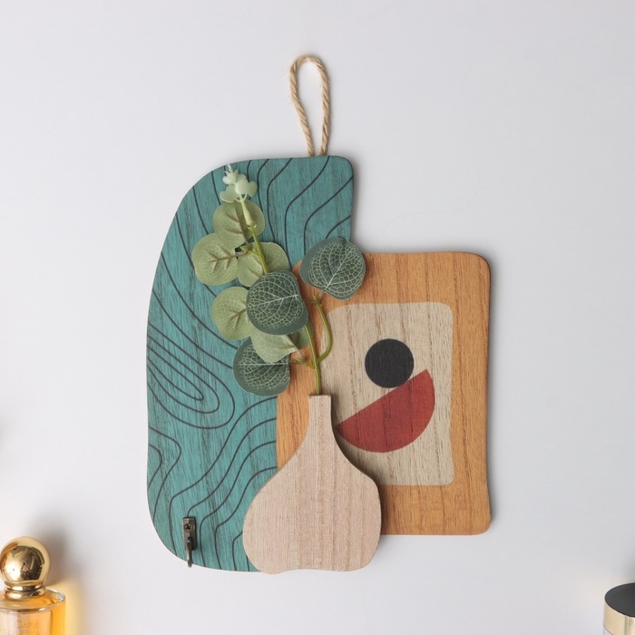 Крючки декоративные дерево Крючки декоративные дерево "Абстракция. Ваза с цветком" 1,5х19,5х23,5 см