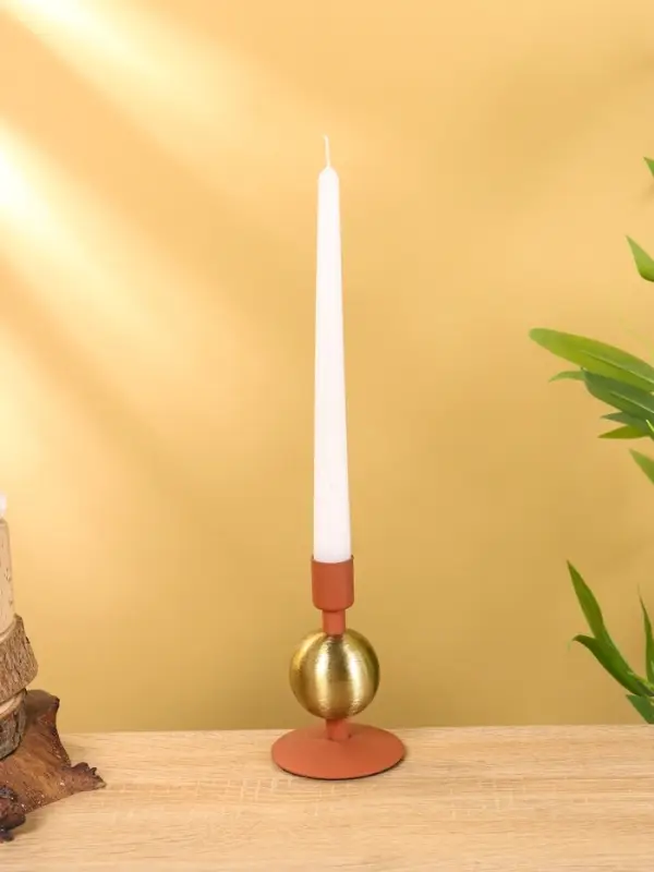 Подсвечник на 1 свечу текстурный "Терракотовый" с 1 сферой 7,5х7,5х11,5 см