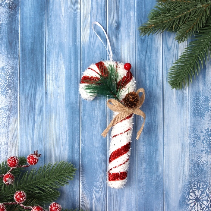 Украшение ёлочное Украшение ёлочное "Новогодний леденец" 17х7,5 см, бело-красный