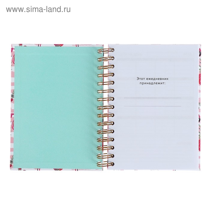 Ежедневник недатированный А5, 120 листов «Фламинго», золотая евроспираль, УФ-лак на обложке Ежедневник недатированный А5, 120 листов «Фламинго», золотая евроспираль, УФ-лак на обложке