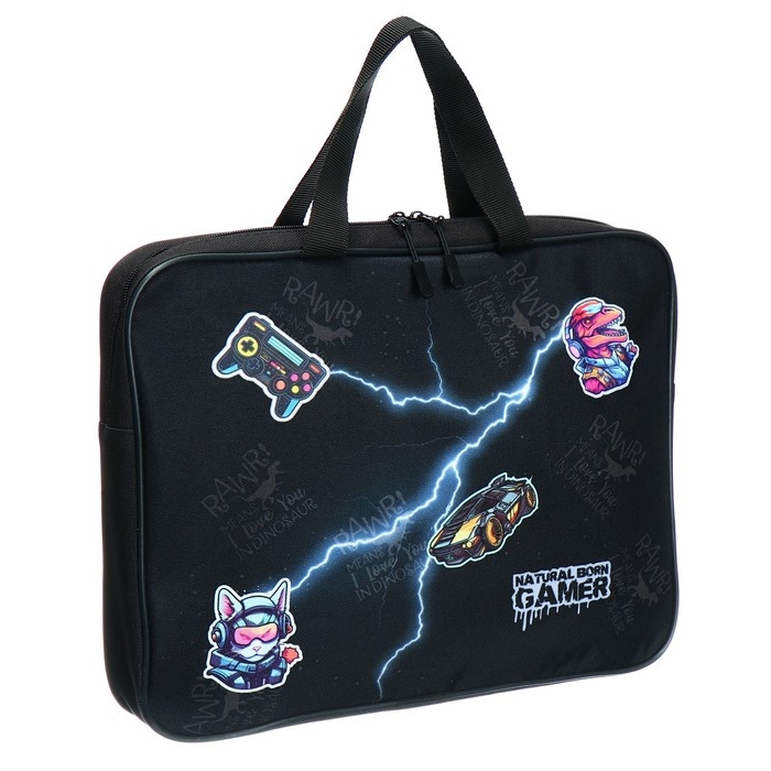 Папка с ручками текстильная А4, 370 х 280 х 60 мм, Stavia Папка с ручками текстильная А4, 370 х 280 х 60 мм, Stavia "Gamer"