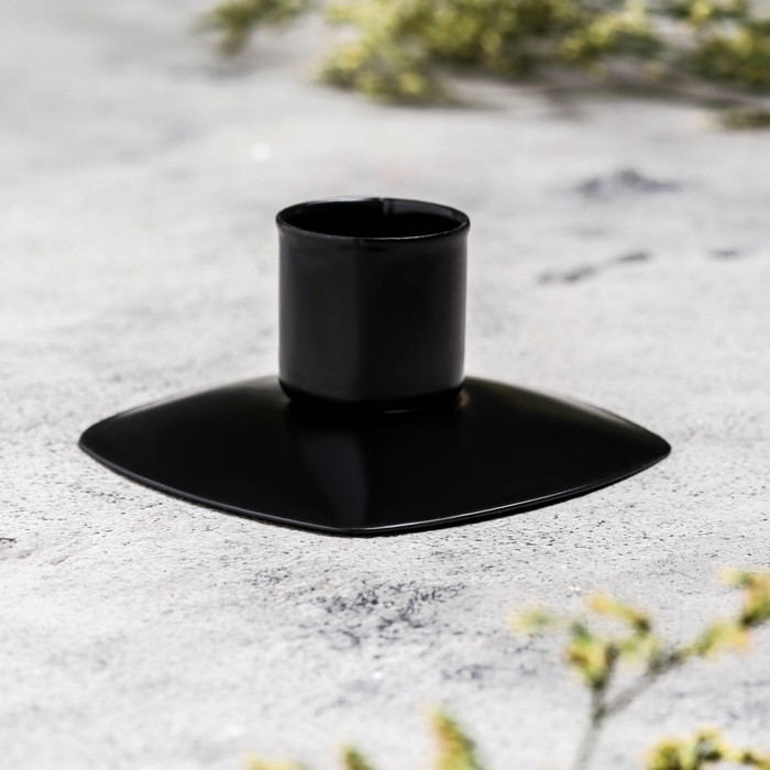 Подсвечник Подсвечник "Квадрат" металл на 1 свечу, 7х3 см, чёрный муар