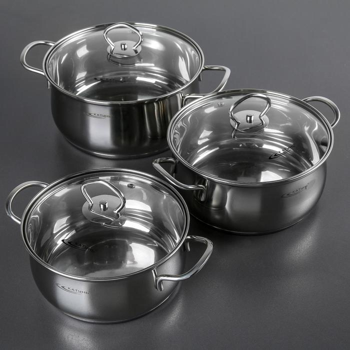 Набор кастрюль «Лира», 3 предмета: 2,2 л, 3,2 л, 4,2 л, стеклянные крышки, капсульное дно, индукция Набор кастрюль «Лира», 3 предмета: 2,2 л, 3,2 л, 4,2 л, стеклянные крышки, капсульное дно, индукция