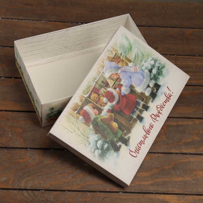 Новый год. Коробка подарочная новогодняя складная, крышка-дно, Новый год. Коробка подарочная новогодняя складная, крышка-дно,"Счастливого Рождества" 30 х 20 х 9 см