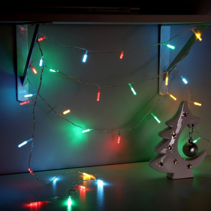 Гирлянда «Нить» 5 м с насадками «Хрусталики», IP20, прозрачная нить, 50 LED, свечение мульти, 8 режимов, 220 В Гирлянда «Нить» 5 м с насадками «Хрусталики», IP20, прозрачная нить, 50 LED, свечение мульти, 8 режимов, 220 В