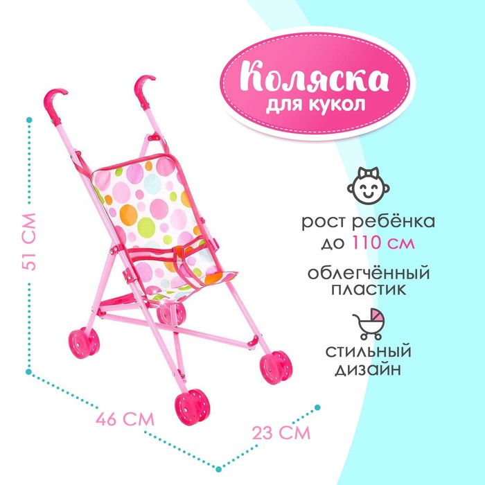 Кукольная коляска-трость, пластиковый каркас Кукольная коляска-трость, пластиковый каркас