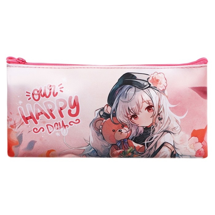 Пенал мягкий, 1 отделение, 108 х 205 мм, плоский, Calligrata ПМП 01-20 Пенал мягкий, 1 отделение, 108 х 205 мм, плоский, Calligrata ПМП 01-20 "Аниме" персиковый