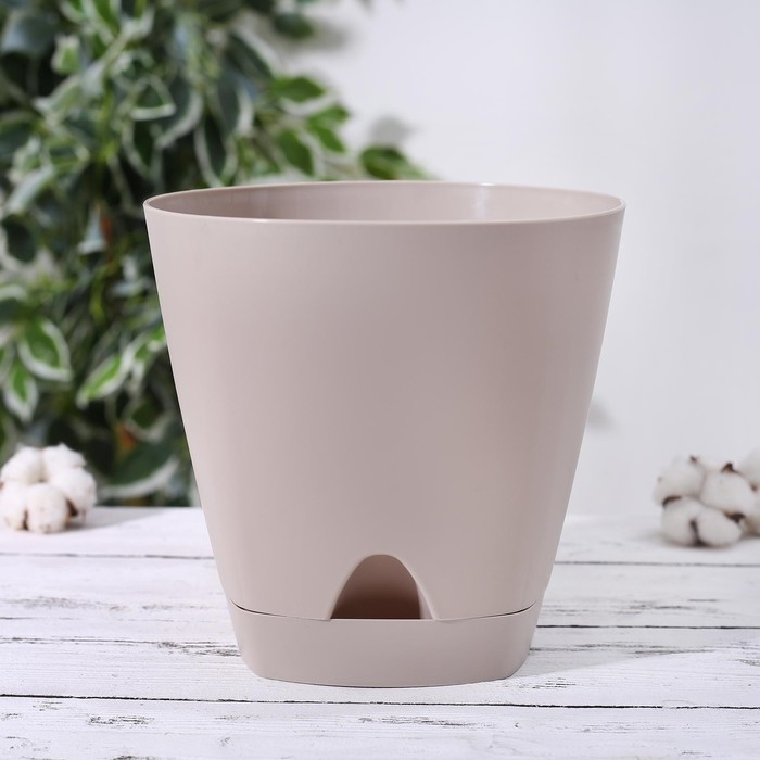 Горшок для цветов с прикорневым поливом Amsterdam, 4 л, цвет молочный шоколад Горшок для цветов с прикорневым поливом Amsterdam, 4 л, цвет молочный шоколад