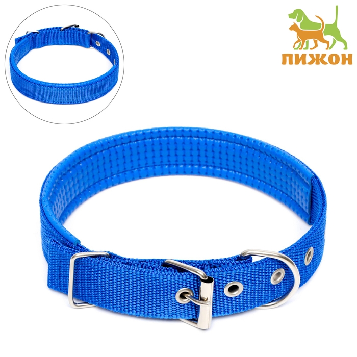 Ошейник Ошейник "Комфорт" комбинированный, 58 х 3 см, ОШ 45-52 см, синий