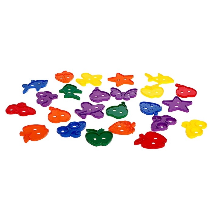 Шнуровка «Весёлые фигурки» в банке, 24 штуки, МИКС, по методике Монтессори Шнуровка «Весёлые фигурки» в банке, 24 штуки, МИКС, по методике Монтессори