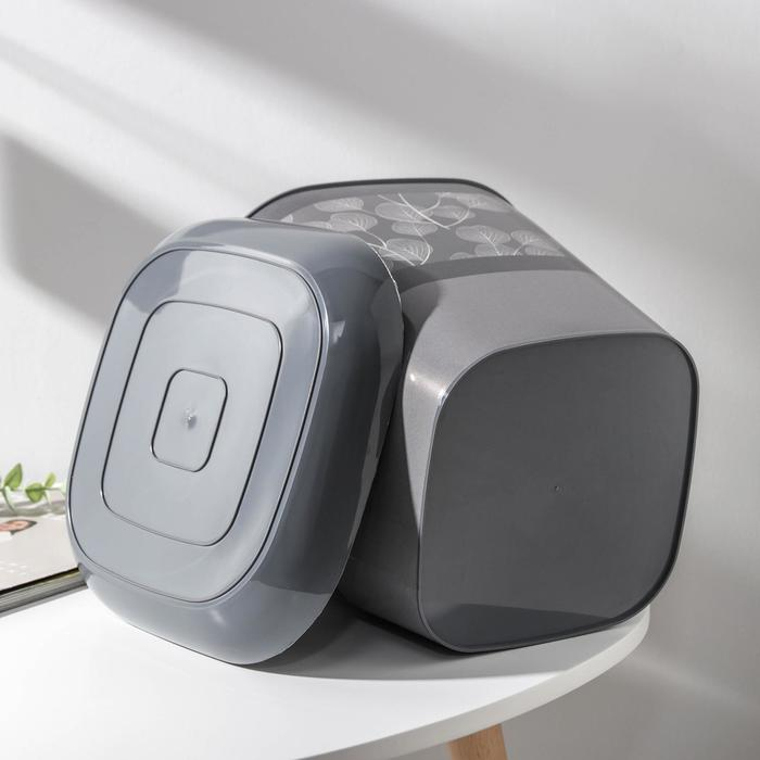 Горшок с поддоном «Листопад», 7,3 л, цвет тёмно-серый