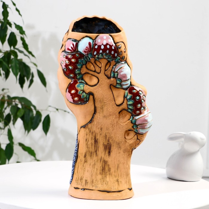 Сувенир керамика Сувенир керамика "Девушка с корзиной", платье в горошек (Ваза), тёмная h=40,5см V=2.5л