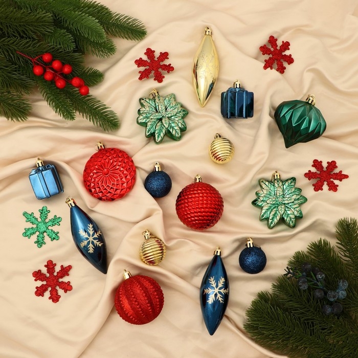 Набор украшений пластик 43 шт Набор украшений пластик 43 шт "Стелла" яркий микс