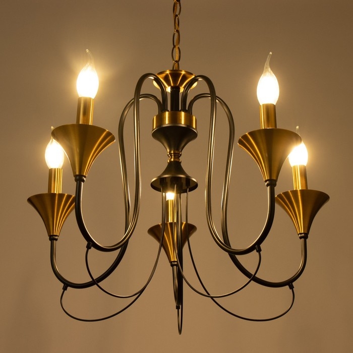 Люстра Люстра "Элимин" 5хЕ14 40Вт черно-золотой 56х75х56 см BayerLux