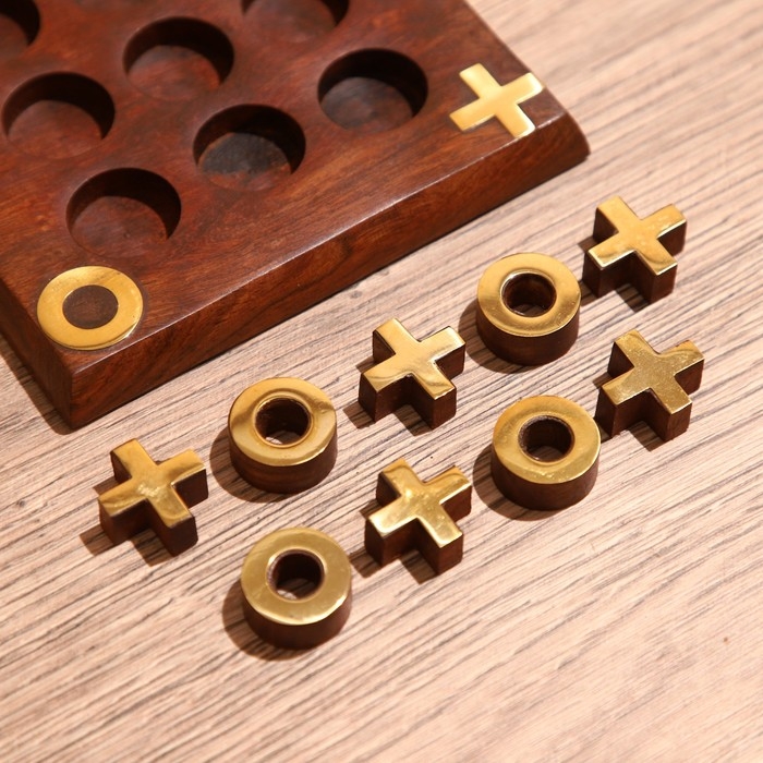 Игра настольная  Игра настольная "Крестики-нолики" 12,5х12,5х1 см, дерево шишам