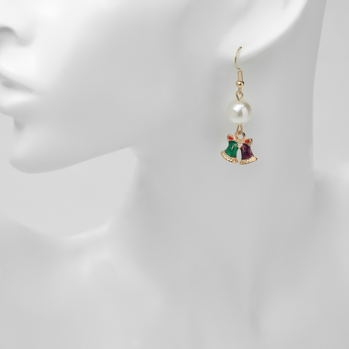 Новый год! Серьги «Новогодние» бубенцы, цветные в золоте Новый год! Серьги «Новогодние» бубенцы, цветные в золоте