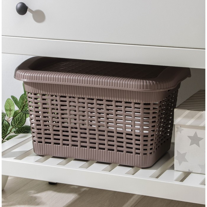 Корзина для хранения с крышкой, 45×28×24 см, 20 л, цвет МИКС Корзина для хранения с крышкой, 45×28×24 см, 20 л, цвет МИКС