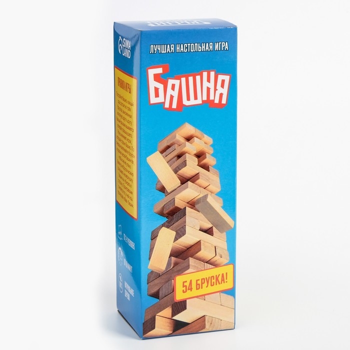 Падающая башня дженга Падающая башня дженга "Время игры", настоль. игра 20.5 х 6.3 см, 54 бруска 6.3 х 1.1 х 2.1см