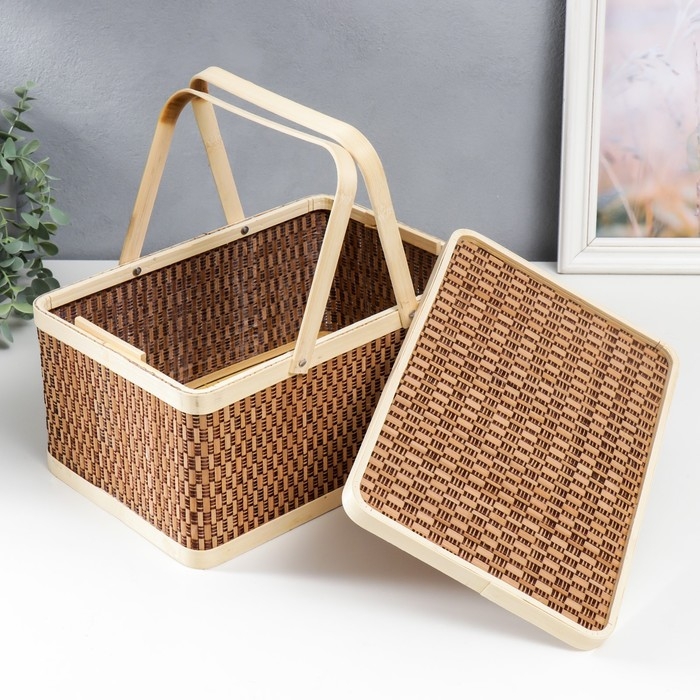 Шкатулка бамбук Шкатулка бамбук "Прямоугольная" с ручками 16х20х30 см