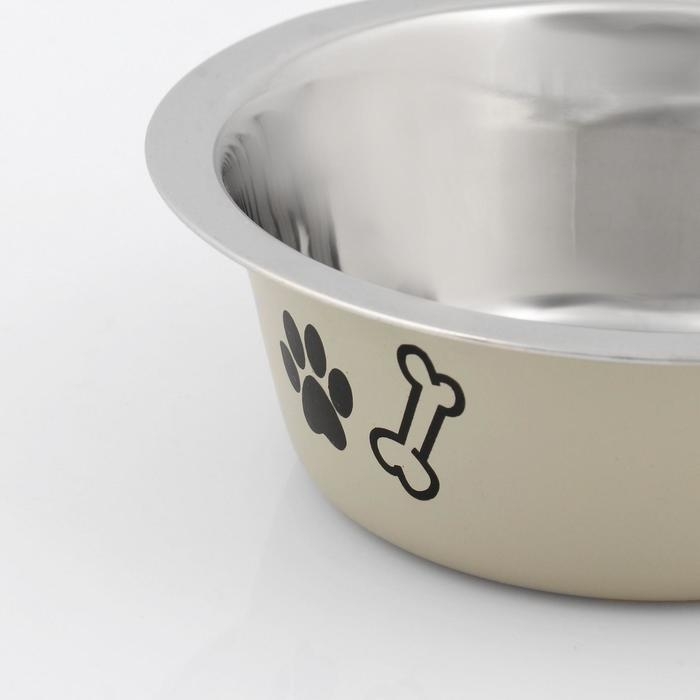 Миска стандартная цветная с принтом, 350 мл, бежевая Миска стандартная цветная с принтом, 350 мл, бежевая