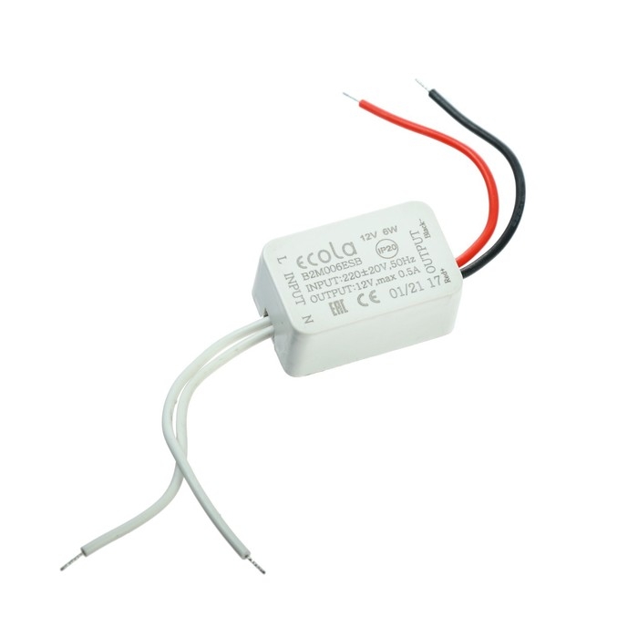 Блок питания Ecola для светодиодной ленты 12 В, 6 Вт, IP20 Блок питания Ecola для светодиодной ленты 12 В, 6 Вт, IP20
