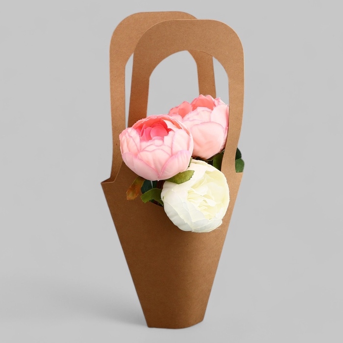 Переноска для цветов, крафт, 35х19 см Переноска для цветов, крафт, 35х19 см