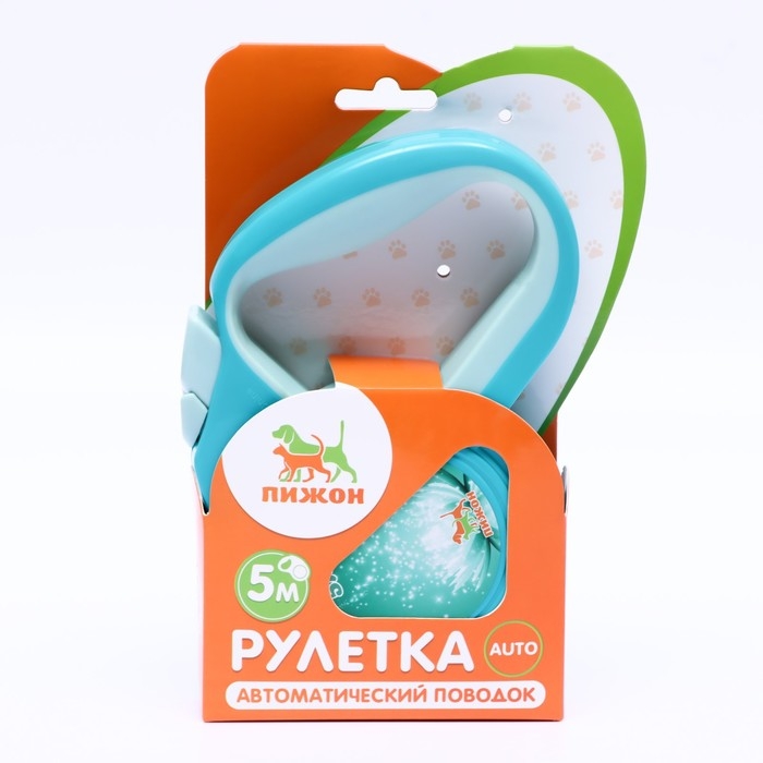 Рулетка Рулетка "Пижон" с прорезиненной ручкой, 5 м, до 25 кг, трос, бирюзово-зелёная