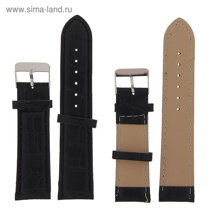 Ремешок для часов Ремешок для часов "Соломон", 22 мм, экокожа, l-19 см, черный